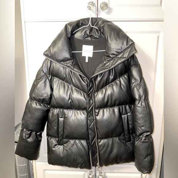 AVEC LES FILLES  FAUX LEATHER QUILTED PUFFER JACKET - Picture 5 of 8